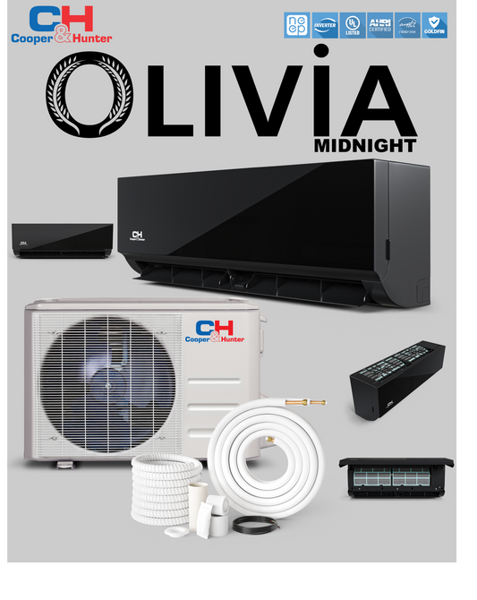 Cooper&Hunter Olivia Midnight W/M 12K BTU 115V 22.7 SEER Ductless Mini Split AC/Heater